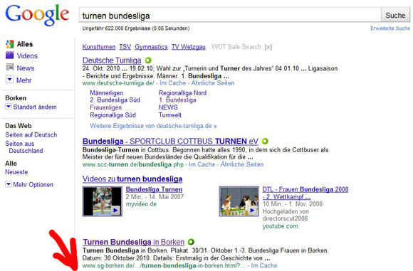 in der Bundesliga auf Google Rang 3